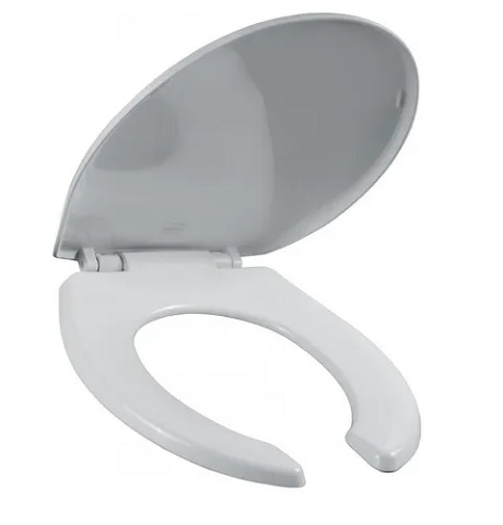 ASIENTO WC PLASTICO  REDONDO FRENTE ABIERTO CON TAPA Y CIERRE LENTO BLANCO