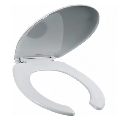 ASIENTO WC PLASTICO  REDONDO FRENTE ABIERTO CON TAPA BLANCO
